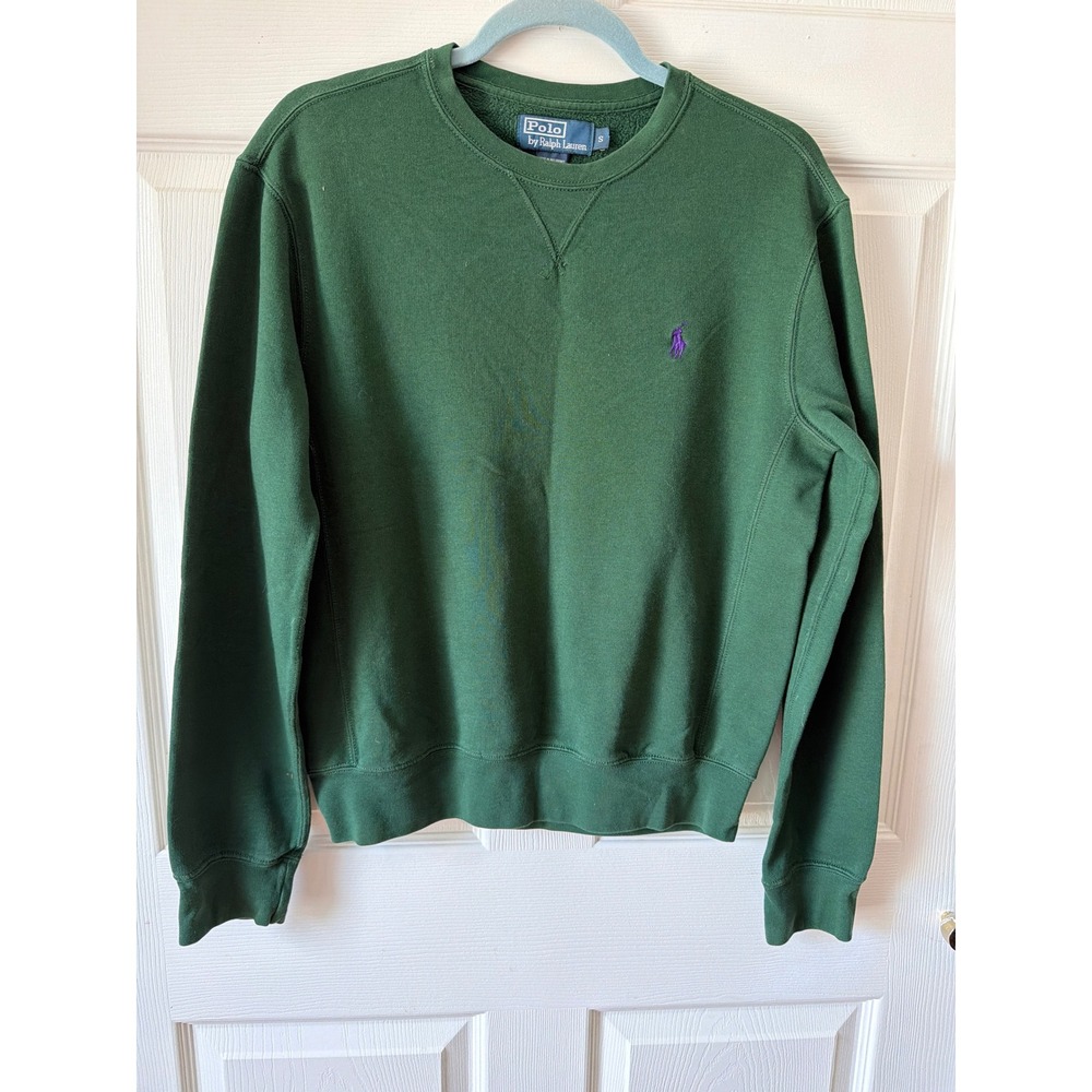 Polo Ralph Lauren Sweatshirt Mens S Green Vintage Crewneck Purple Pony Logo